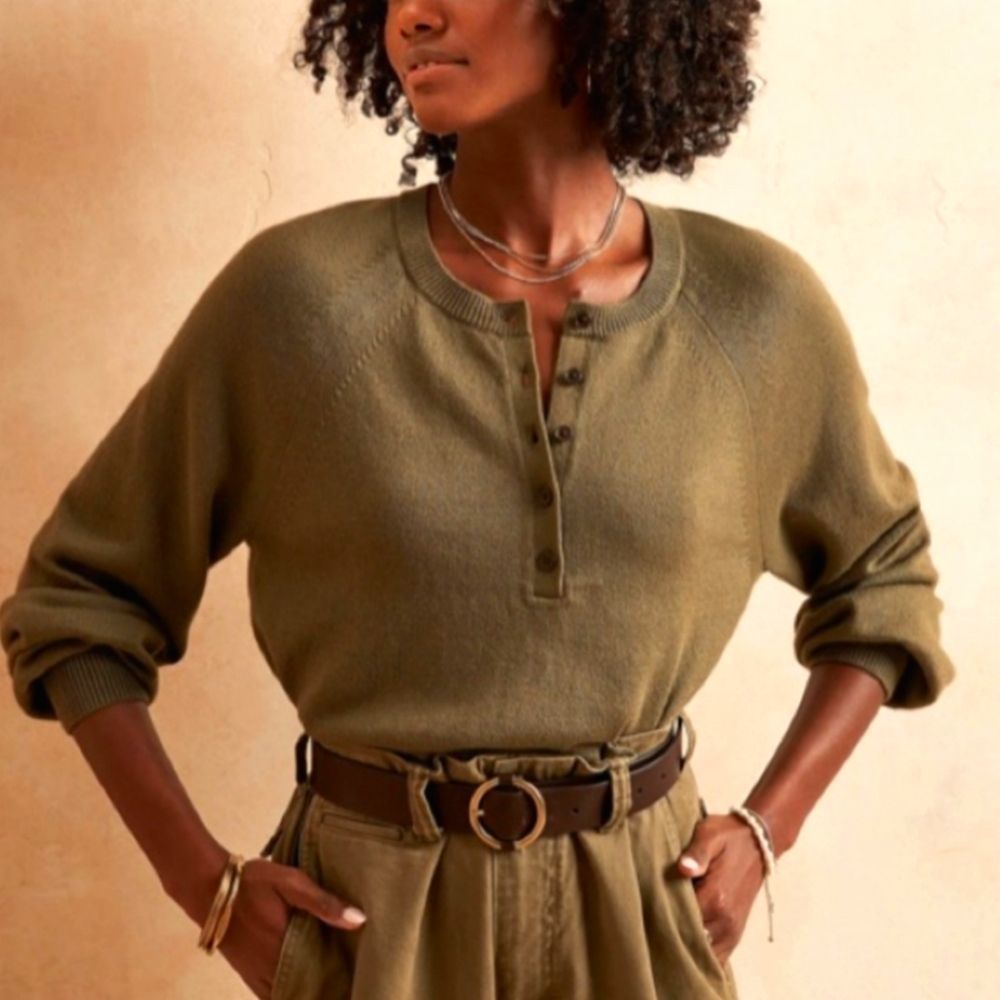 Banana Republic Factory Olive Green Henley Sweater